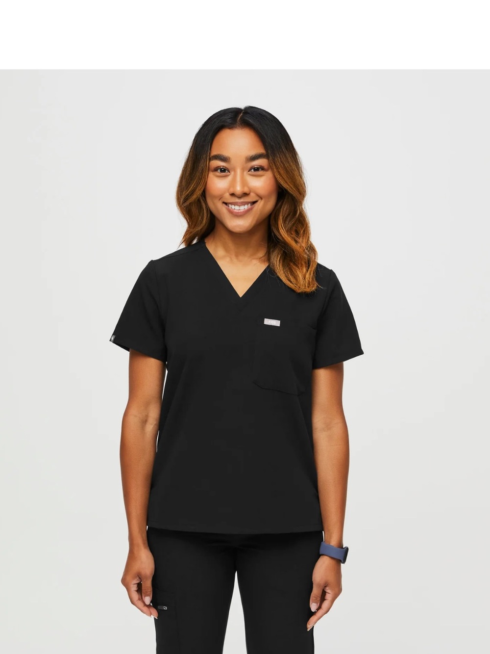FIGS Catarina Scrub Top size PETITE MEDIUM BLACK SET OF 2